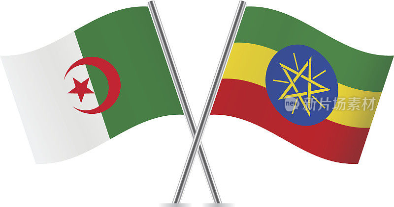阿尔及利亚和埃塞俄比亚国旗。向量。