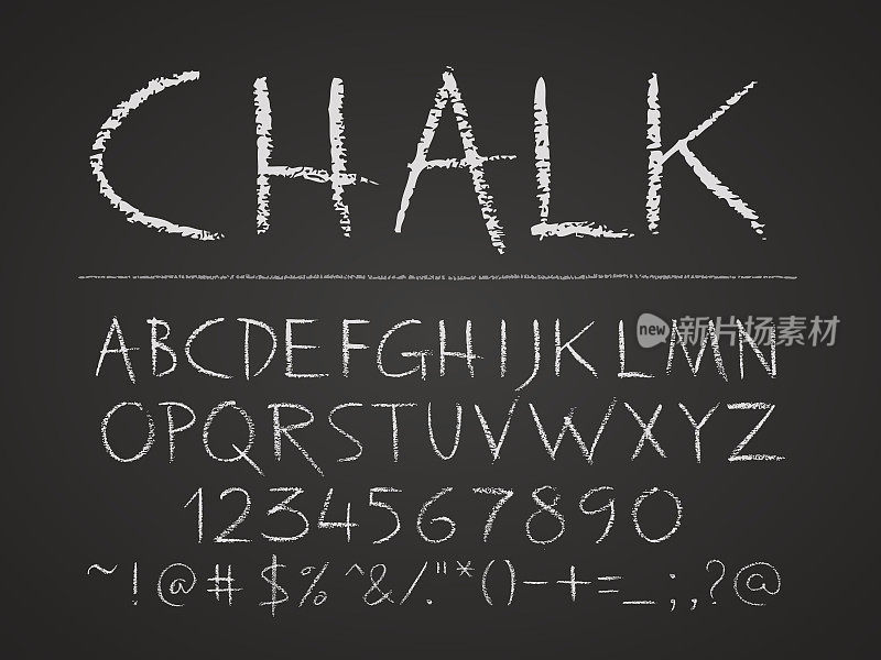 手写在黑板上的大写字母、数字和符号