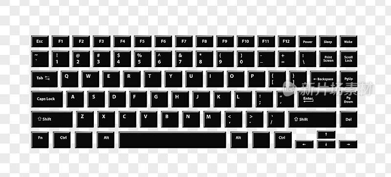 黑色键盘笔记本电脑或电脑在白色背景