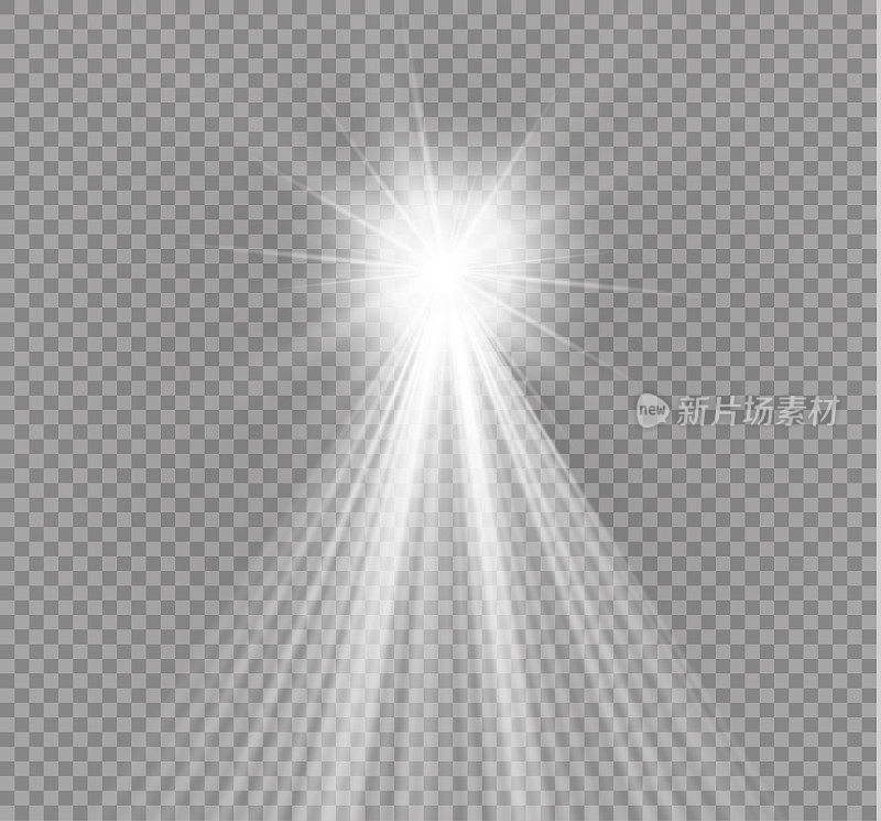 向量的聚光灯下。光线效果:光线隔离在透明背景上。矢量图