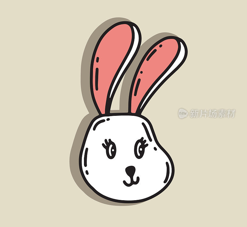 兔子头卡通矢量插图。
