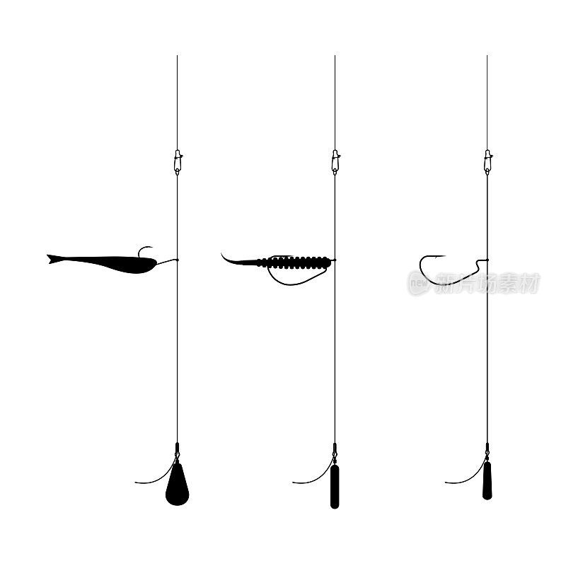 吊射类型的渔具，平面矢量插图。