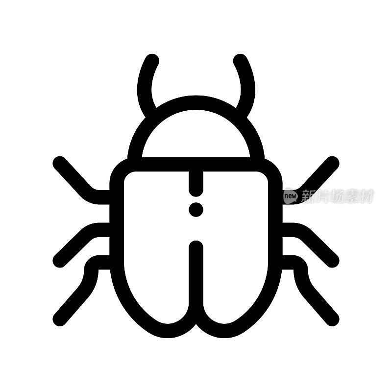 计算机bug轮廓图标。软件bug或程序bug矢量图