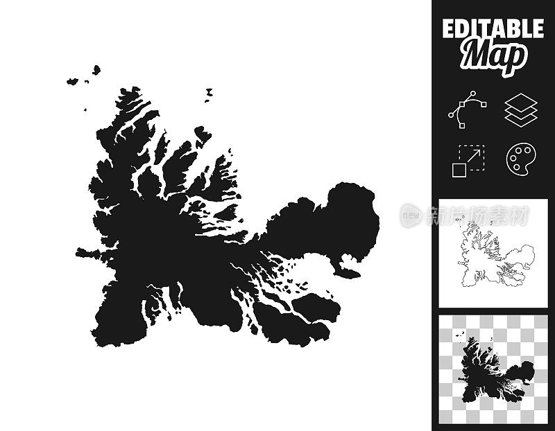 设计克尔格伦群岛地图。轻松地编辑
