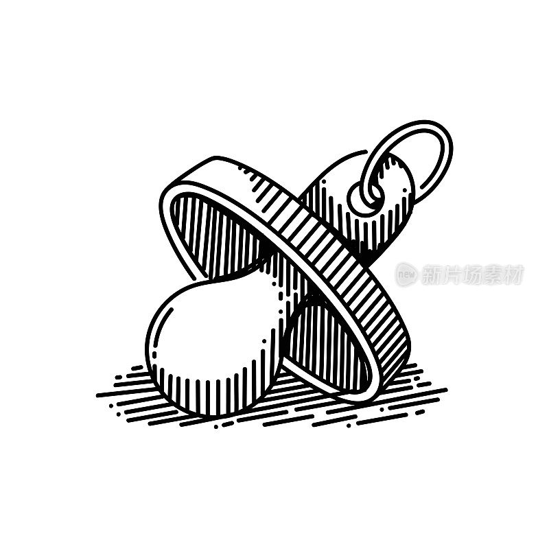 婴儿奶嘴拍线图标,草图设计,像素完美,可编辑的笔画。婴儿,孕妇,母亲。