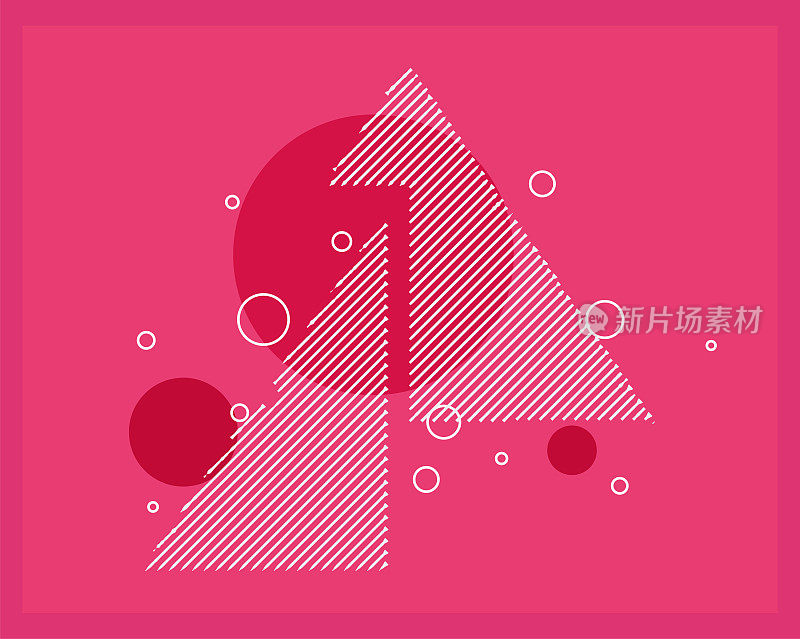 抽象粉红色排列条纹与圆形几何图案横幅背景