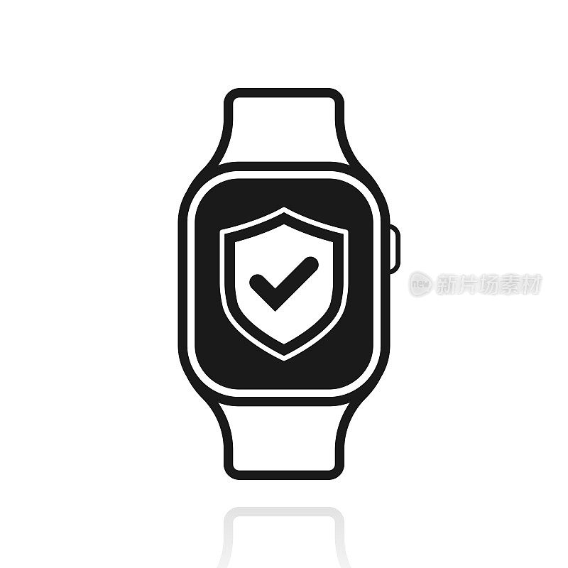 安全smartwatch。白色背景上反射的图标