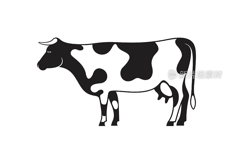 牛的标志。白色背景上孤立的奶牛