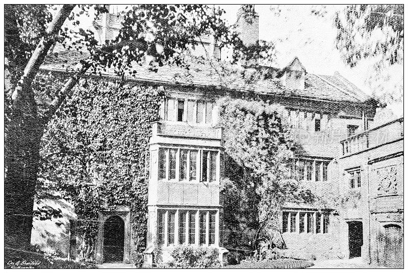 英国多塞特郡的古董照片:舍尔伯尼国王学校的老太太教堂