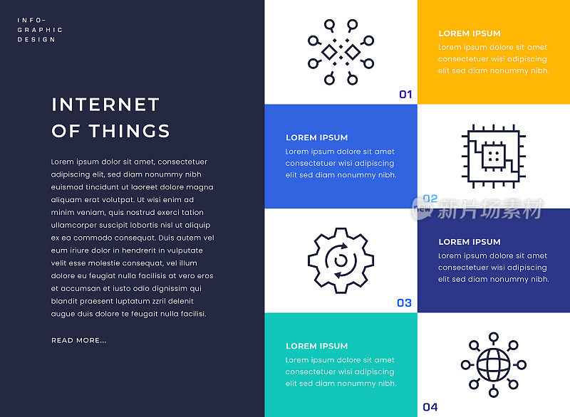 物联网信息图模板与线图标