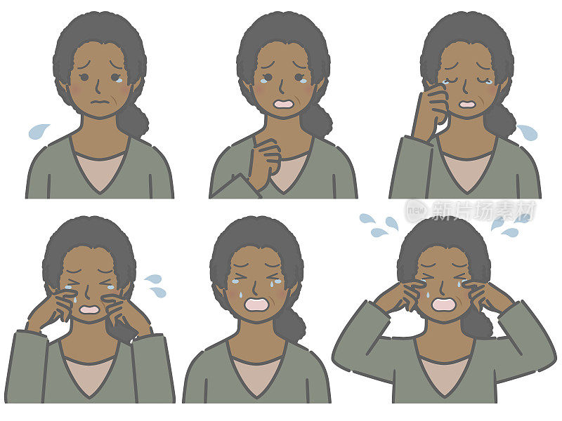 一个中年黑人妇女哭泣的表情