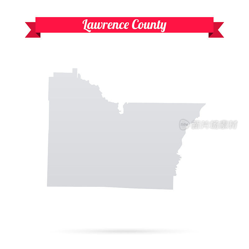 劳伦斯县，阿肯色州。白底红旗地图
