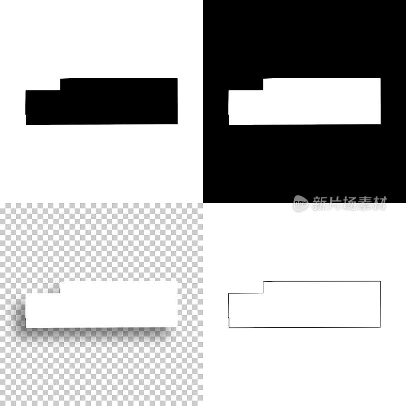 科罗拉多州的基奥瓦县。设计地图。空白，白色和黑色背景