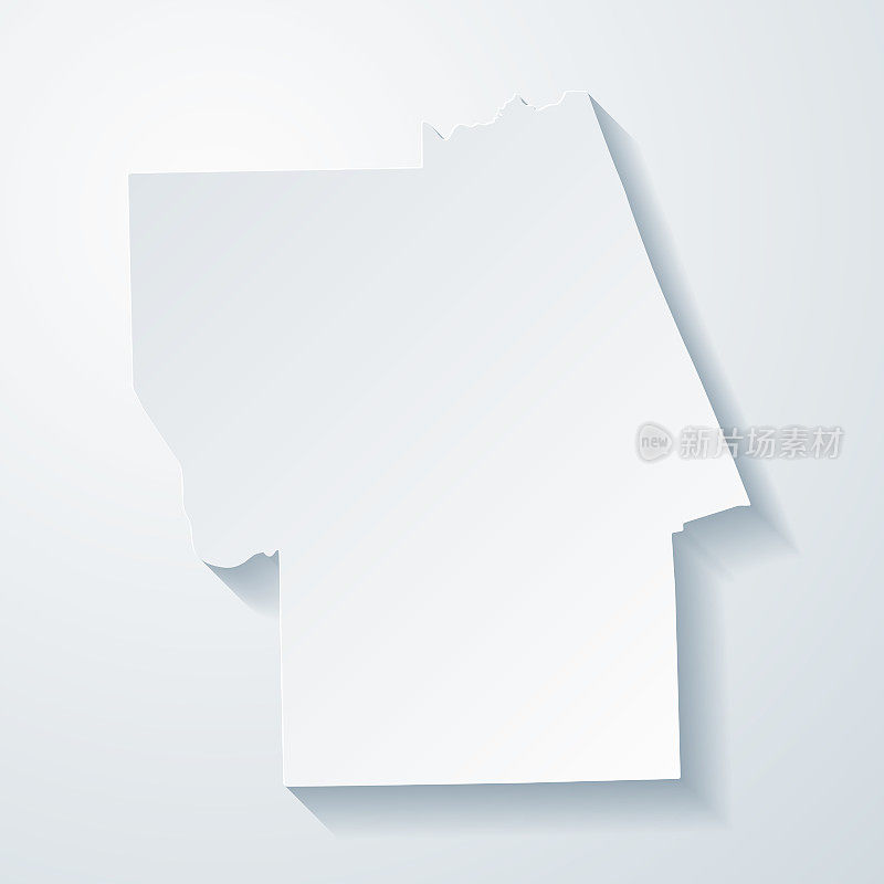 弗拉格勒县，佛罗里达州。地图与剪纸效果的空白背景