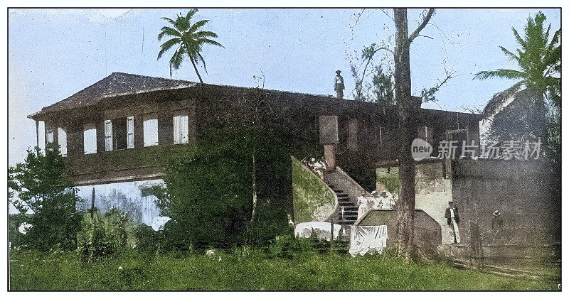 古色古香的黑白照片:波多黎各阿雷西博，曼纽尔・B・皮尔斯的家
