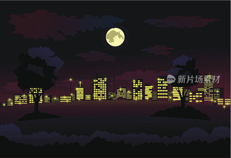 夜晚的城市背景