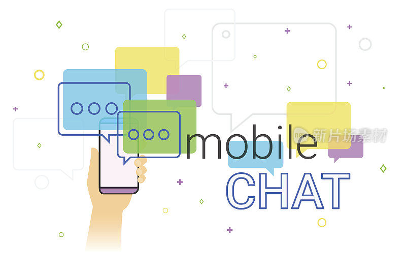 手机聊天和messenger上的智能手机创意概念插图