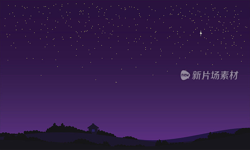 紫色的天空满是星星，简单的背景