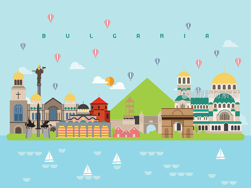 保加利亚地标旅游和旅程矢量