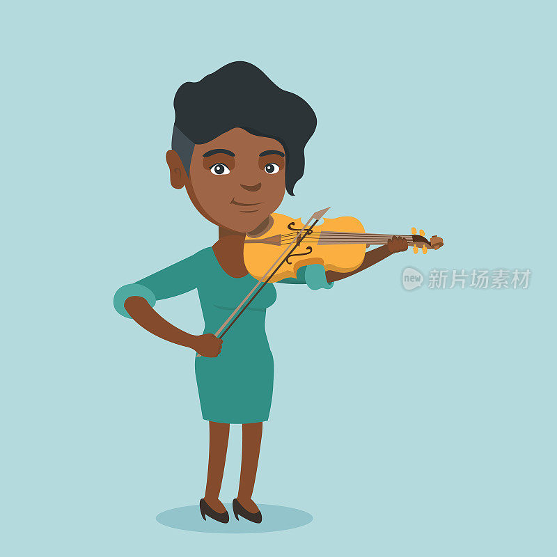 年轻的非洲裔美国妇女在拉小提琴