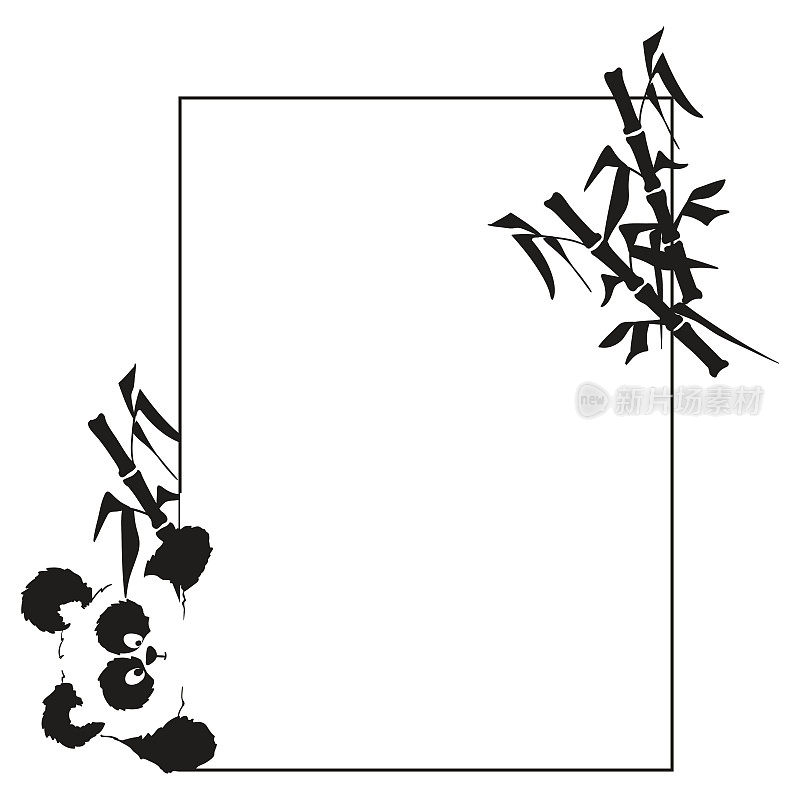 卡片上有一只熊猫，从侧面看。适合制作中国菜菜单。