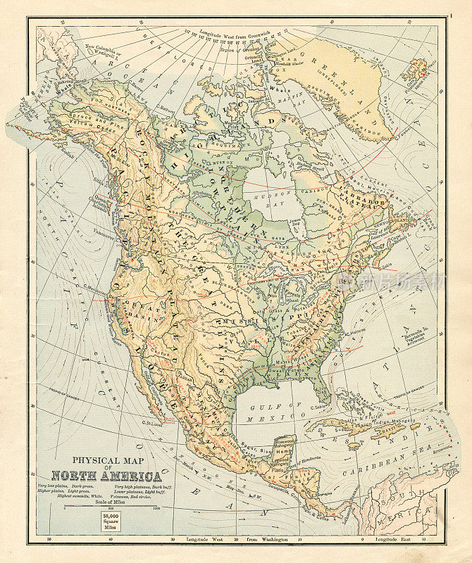 绘制北美地图1881年