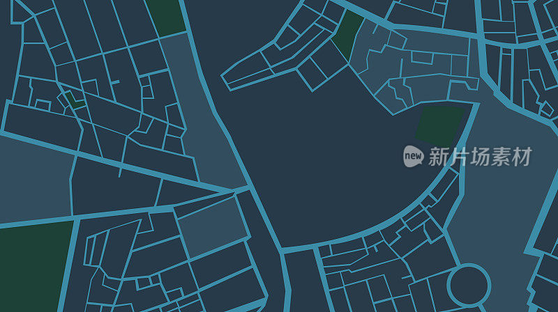 导航城市地图GPS导航,夜间。