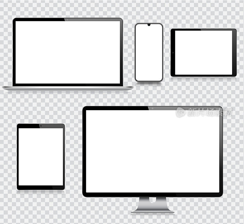 采购产品现实矢量数字平板电脑，手机，智能手机，笔记本电脑和电脑显示器。现代数码设备