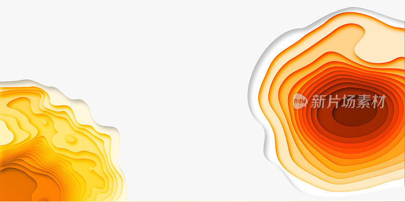 3D抽象橙色和红色波浪背景与剪纸形状。矢量设计布局的业务演示