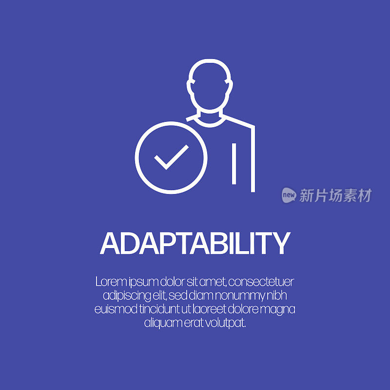 适应性线图标,轮廓向量符号插图。