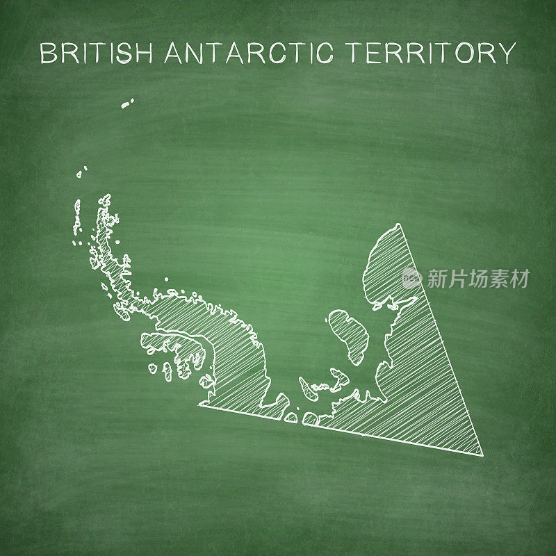 绘制在黑板上的英国南极领土地图-黑板