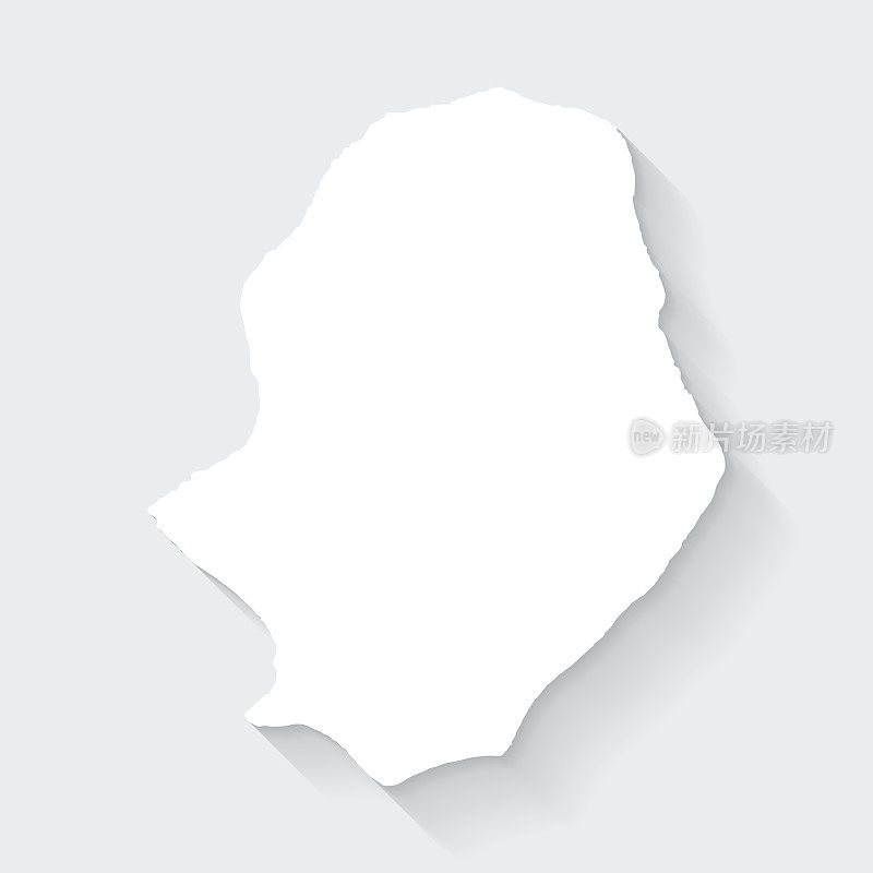 纽埃地图与长阴影空白背景-平面设计
