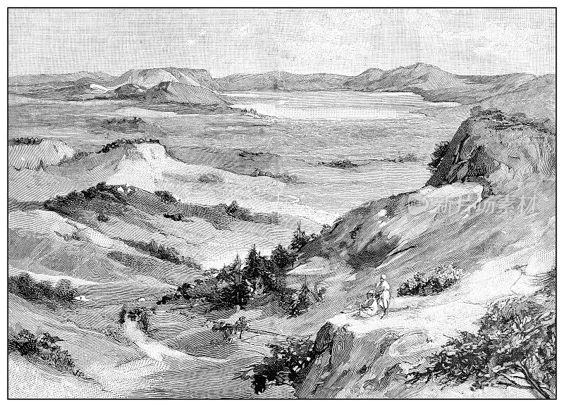 第一次意大利-埃塞俄比亚战争(1895-1896)的古董照片:哈桑吉湖，哈桑吉湖，哈桑吉湖