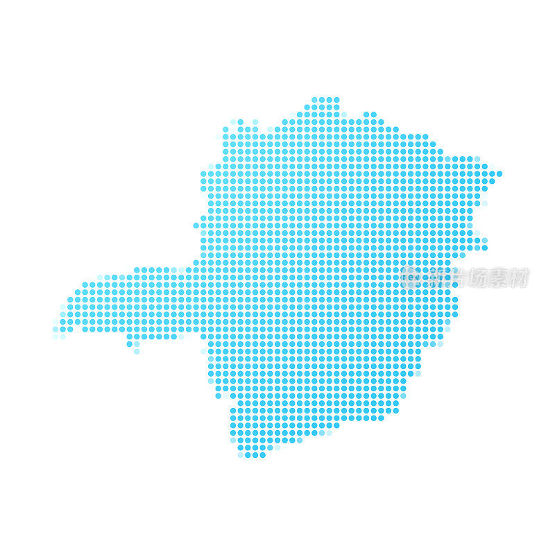 米纳斯吉拉斯地图在白色背景上的蓝点