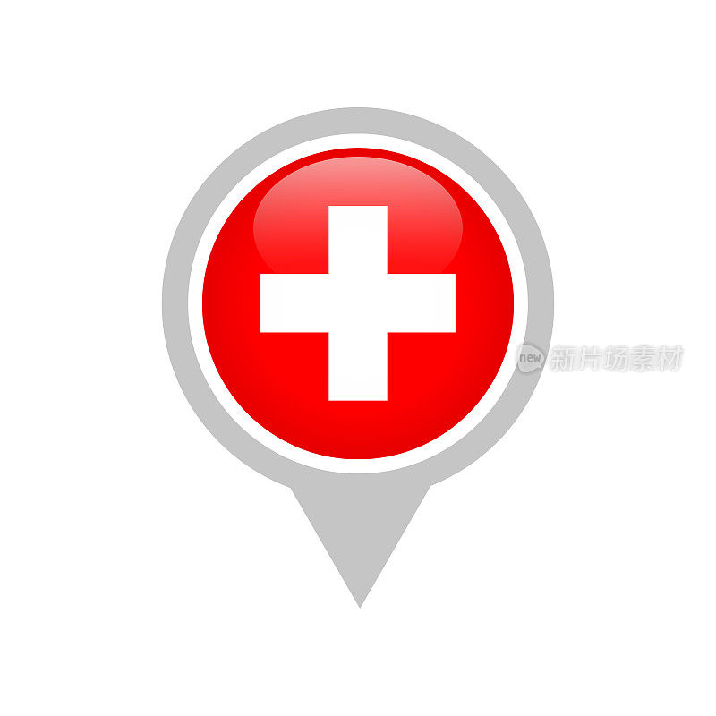 瑞士-旗帜图标矢量插图-圆形大头针