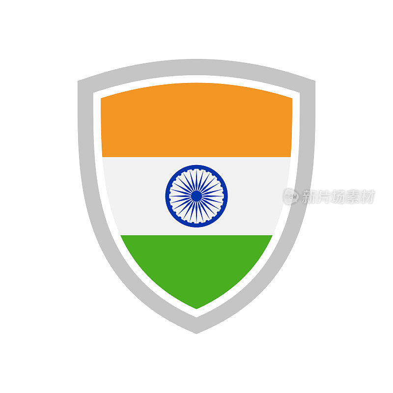 印度-旗帜图标矢量插图-盾