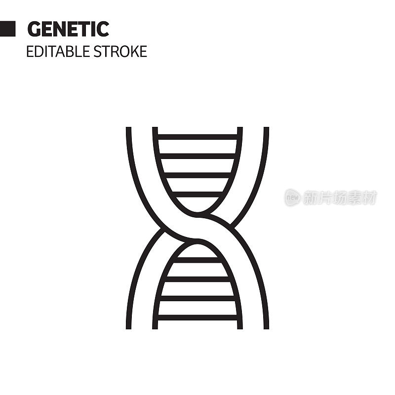 遗传线图标，轮廓向量符号插图。