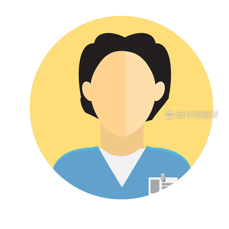 平面设计亚洲男性医疗专业人员主题图标