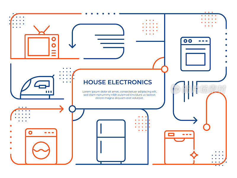 住宅电子矢量线插图信息图形设计模板