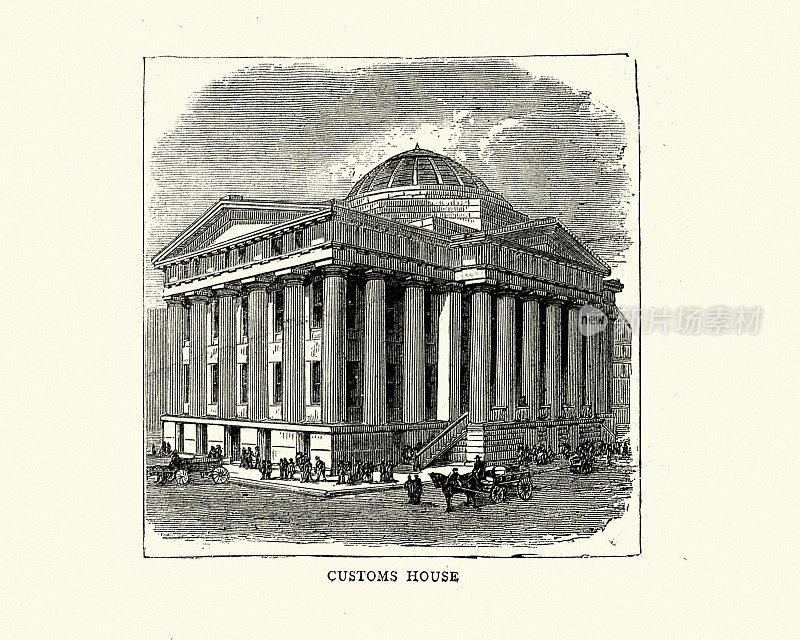 美国波士顿海关大楼，19世纪维多利亚时代美国新古典主义建筑