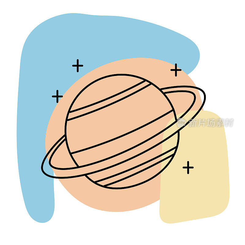 环行星-可爱的细线天文学图标