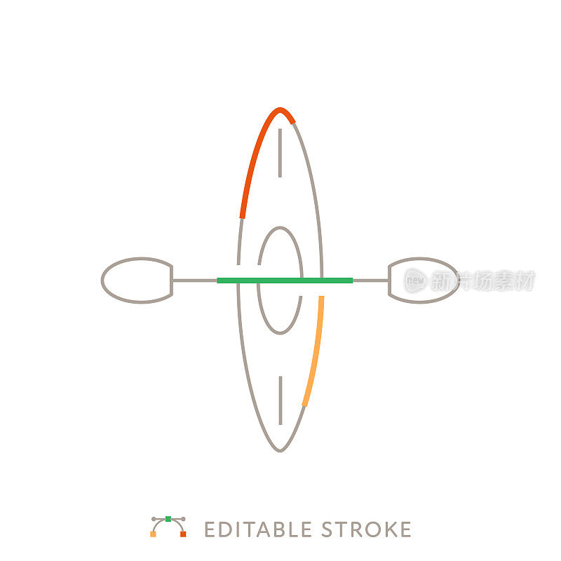 独木舟多色线图标与可编辑的笔触
