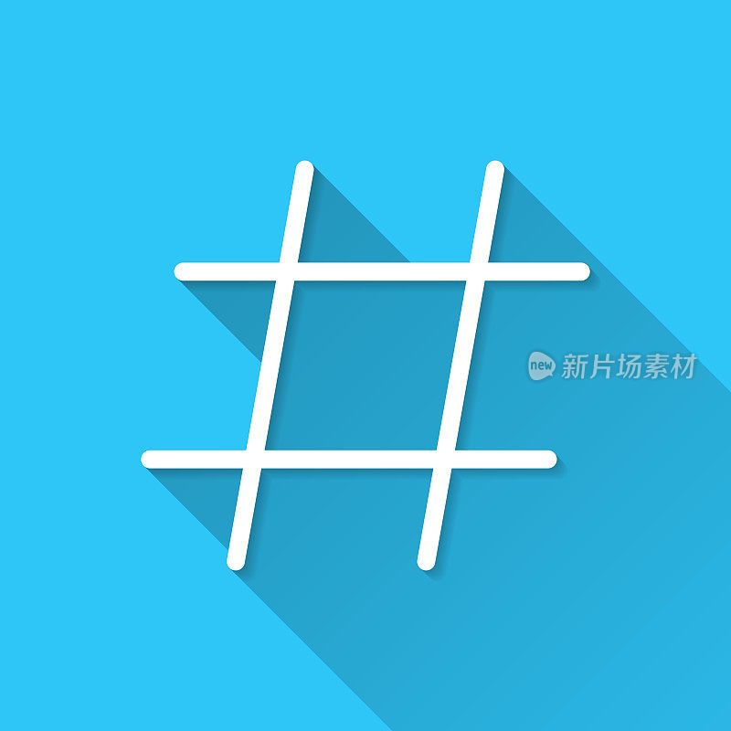 标签。图标在蓝色背景-平面设计与长阴影