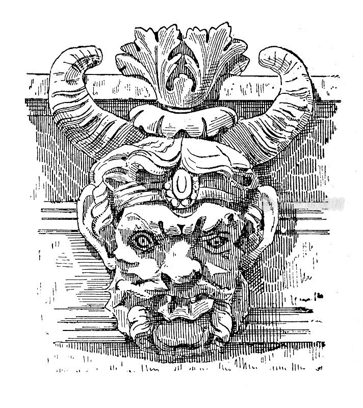 仿古插画:Mascaron(建筑)