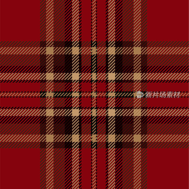 红色和棕色苏格兰格子呢格子图案织物斯沃琪
