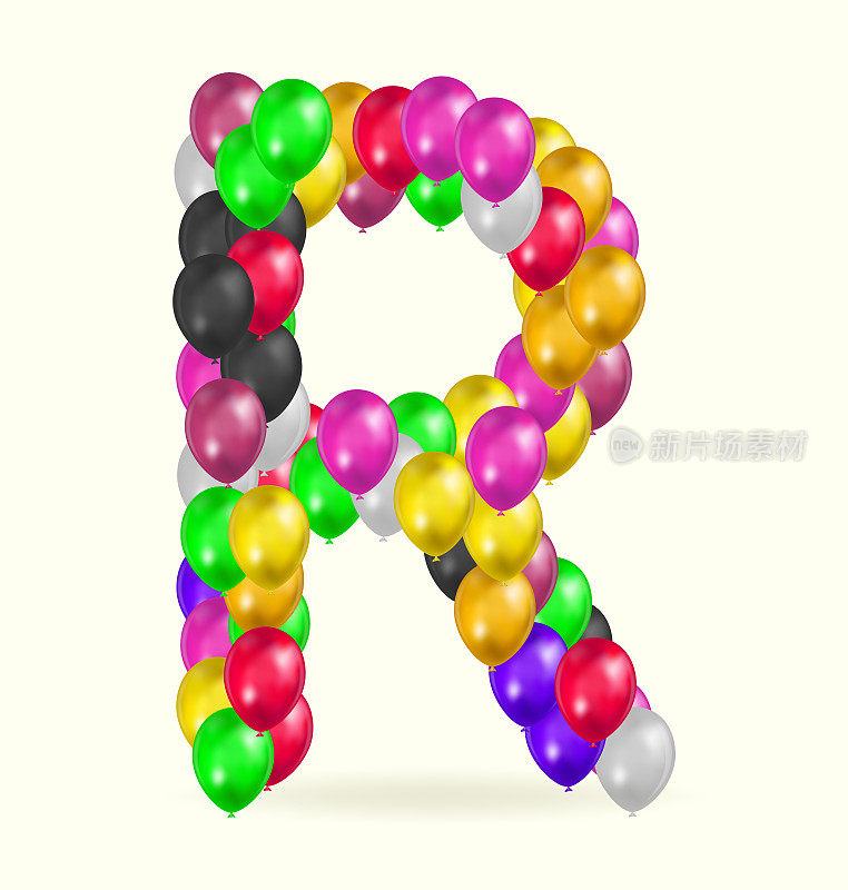 字母R气球各种颜色标志矢量设计模板