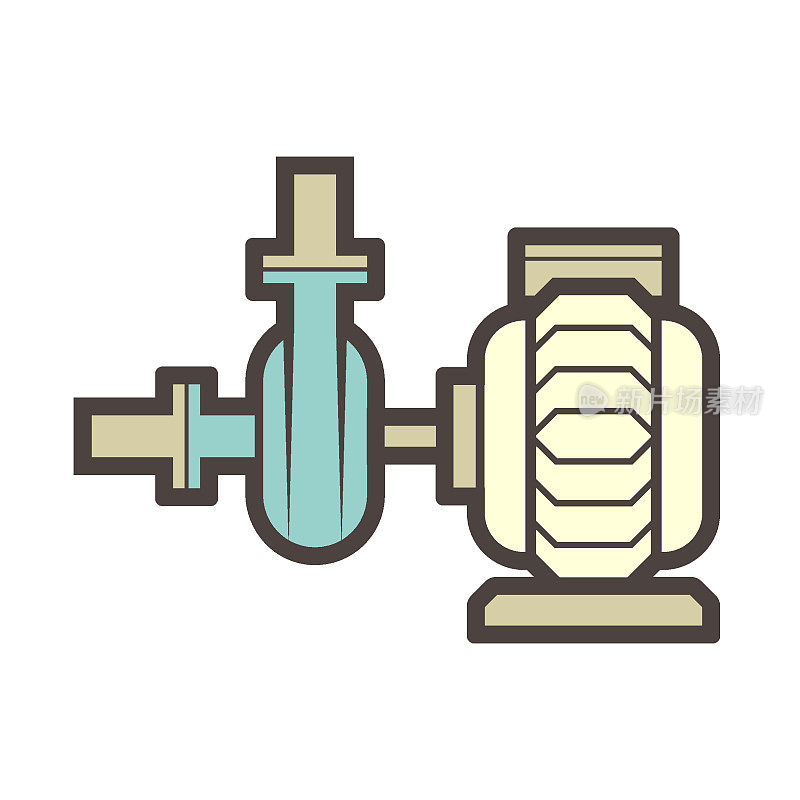 水泵矢量图标设计控制，分配和供应水，石油和天然气。