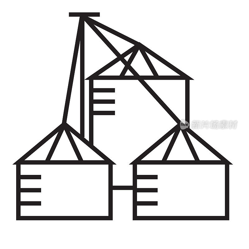 现代农场和农业图标粮食升降机概念细线风格-可编辑的笔画