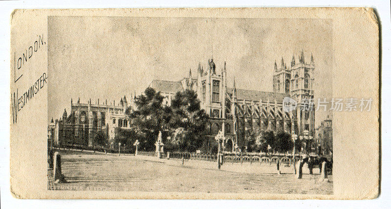 伦敦古董照片威斯敏斯特教堂新艺术的插画1899