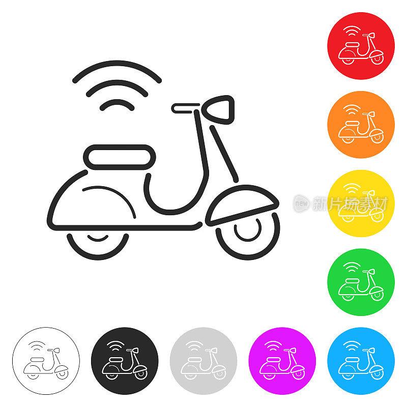 连接摩托车摩托车。彩色按钮上的图标